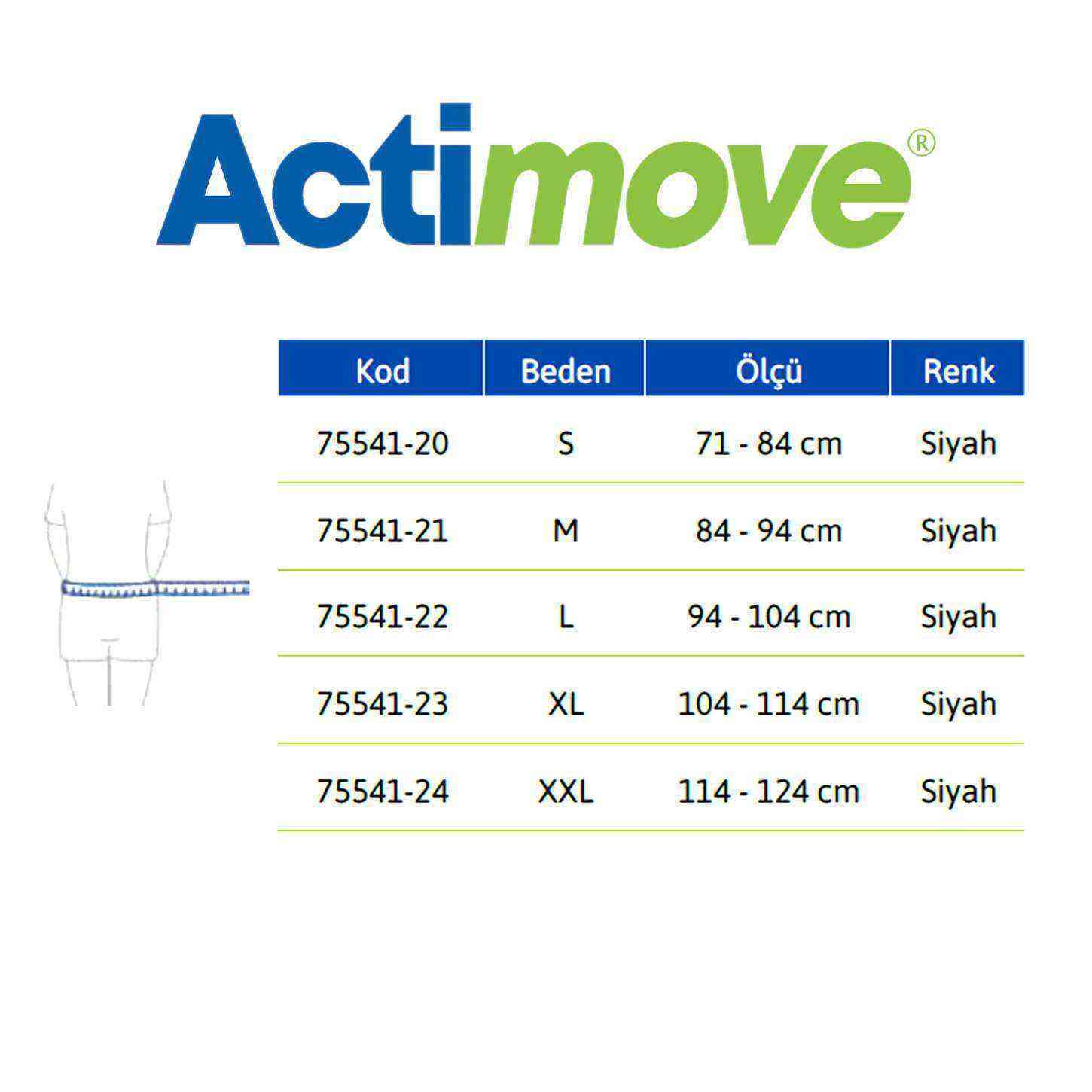 Actimove Back Support Bel Desteği 4 Metal Destekli, Ayarlanabilir Çift Kat Kompresyon