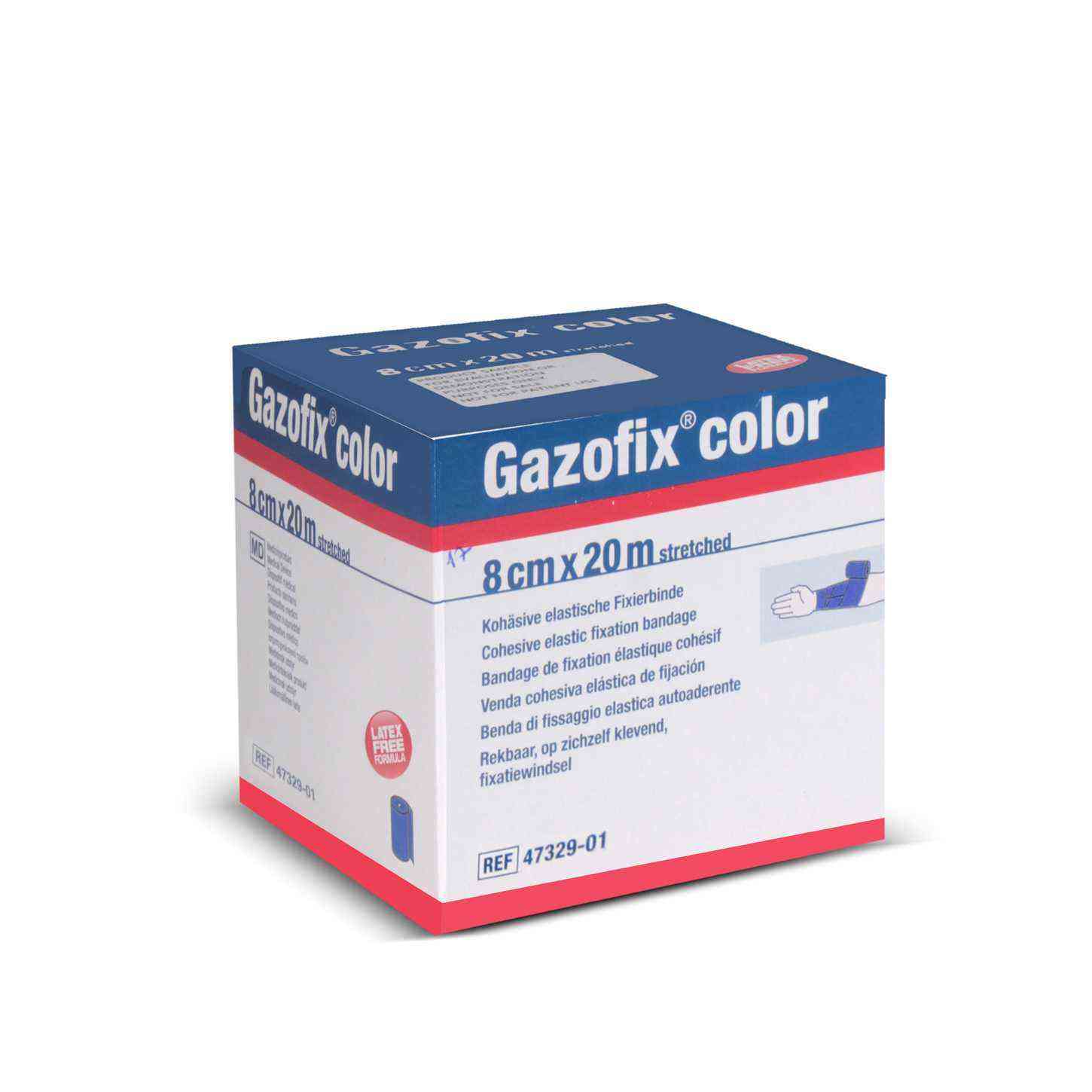 Gazofix Color 8cm x20m LF Bsn Fiksasyon Bandajı Mavi
